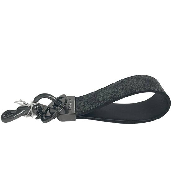 Coach Loop Key Fob In Signature Canvas Black signature New - Picture 2 of 4